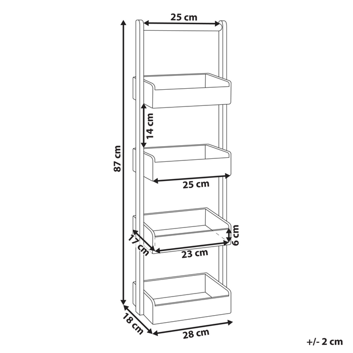 Scaffale da bagno in legno di bambù marrone chiaro a 4 livelli con cestello di design