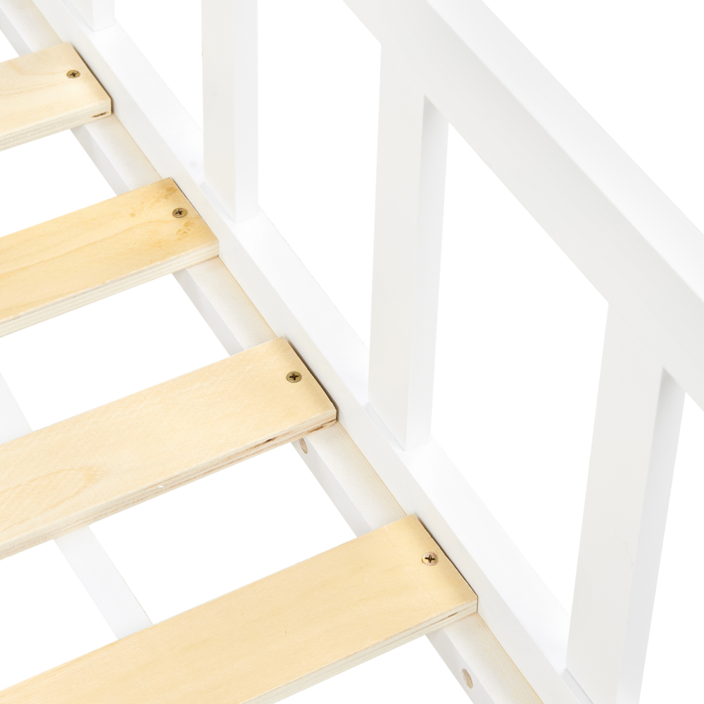 Letto singolo per bambini in legno bianco cameretta con telaio a doghe