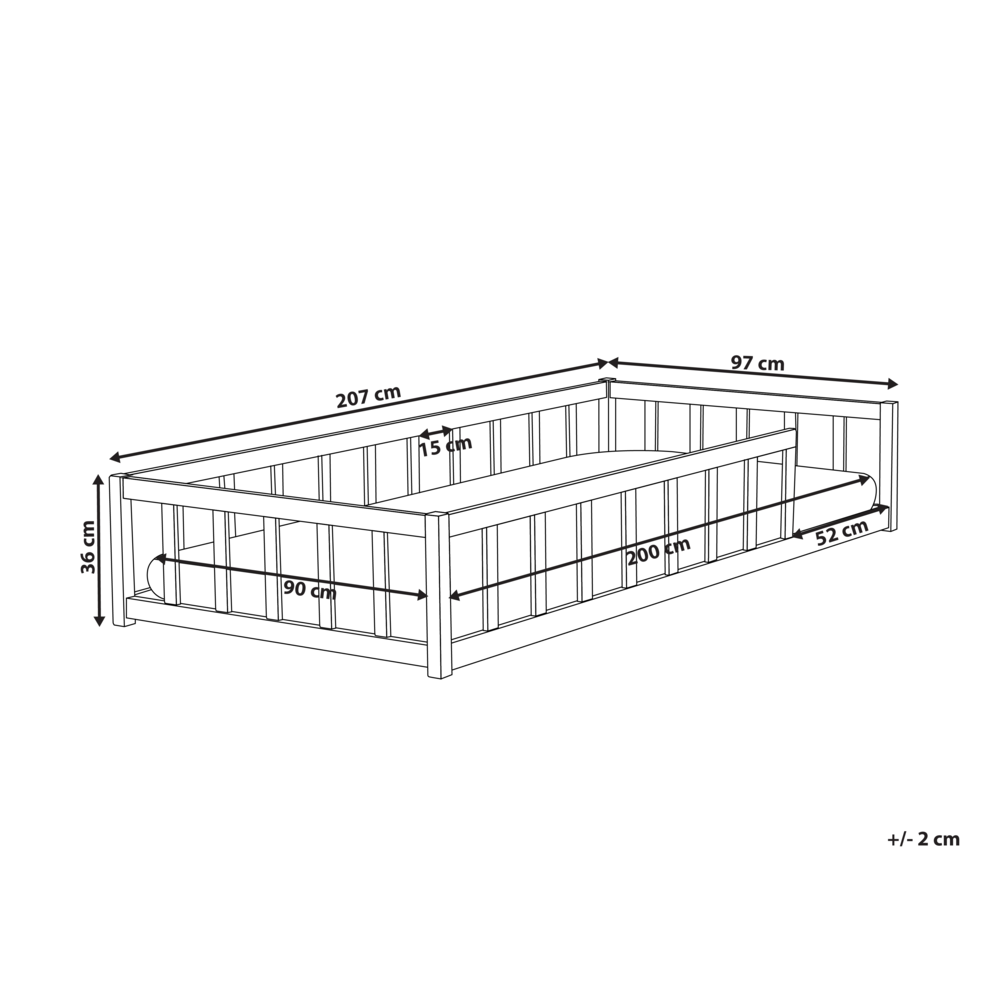 Letto singolo per bambini in legno bianco cameretta con telaio a doghe