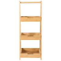 Scaffale da bagno in legno di bambù marrone chiaro a 3 livelli con design a cestello
