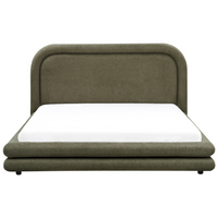 Letto imbottito in tessuto verde con testiera e giroletto 160 x 200 cm camera da letto elegante