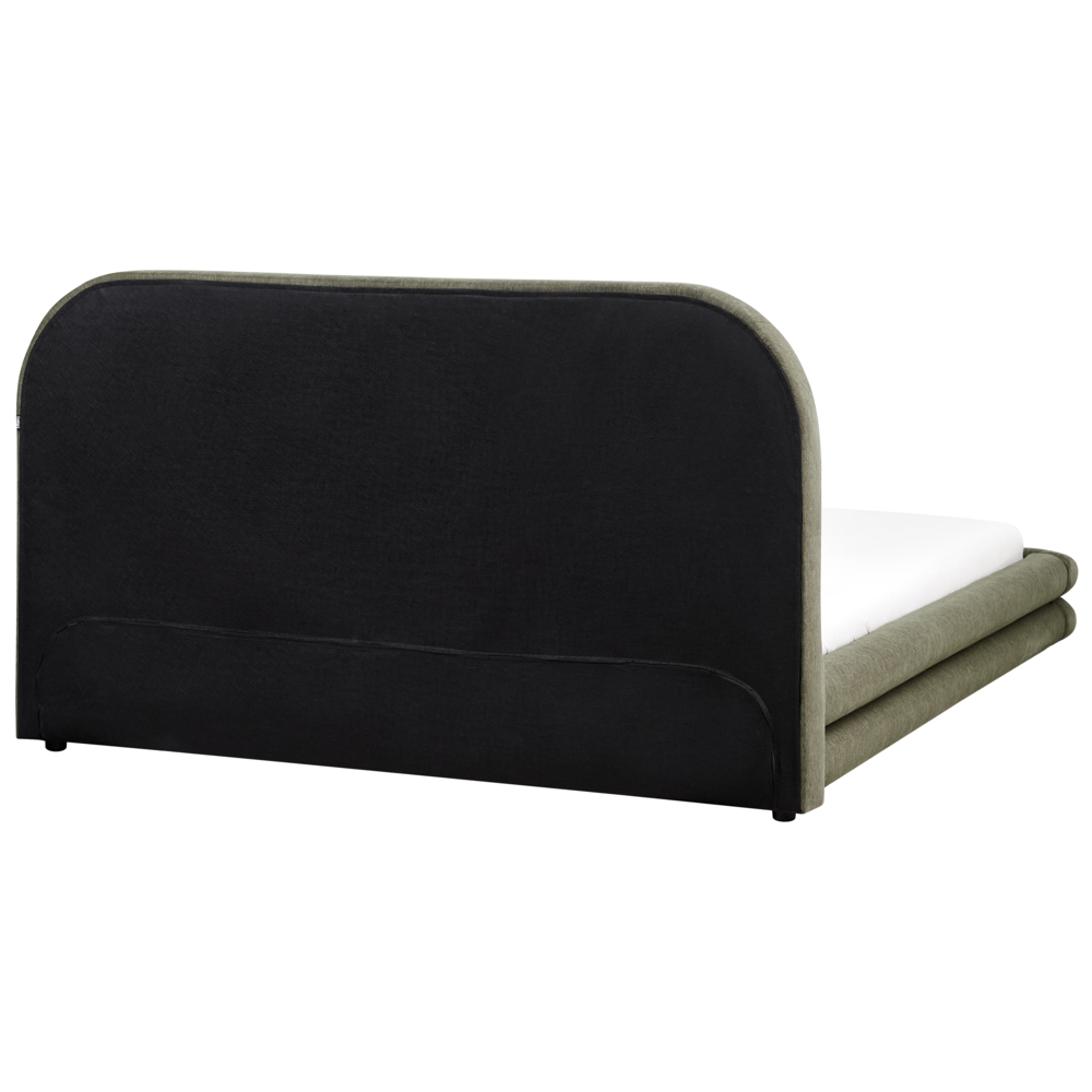 Letto imbottito in tessuto verde con testiera e giroletto 160 x 200 cm camera da letto elegante