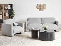 Set da salotto in tessuto divano 3 posti poltrona poliestere imbottitura ampio schienale braccioli mobili da salotto retrò grigio