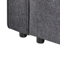 Divano letto angolare Grigio grafite in tessuto imbottito 3 posti a sinistra a forma di L