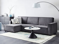 Divano letto angolare Grigio grafite Tessuto imbottito 3 posti a destra Letto a L