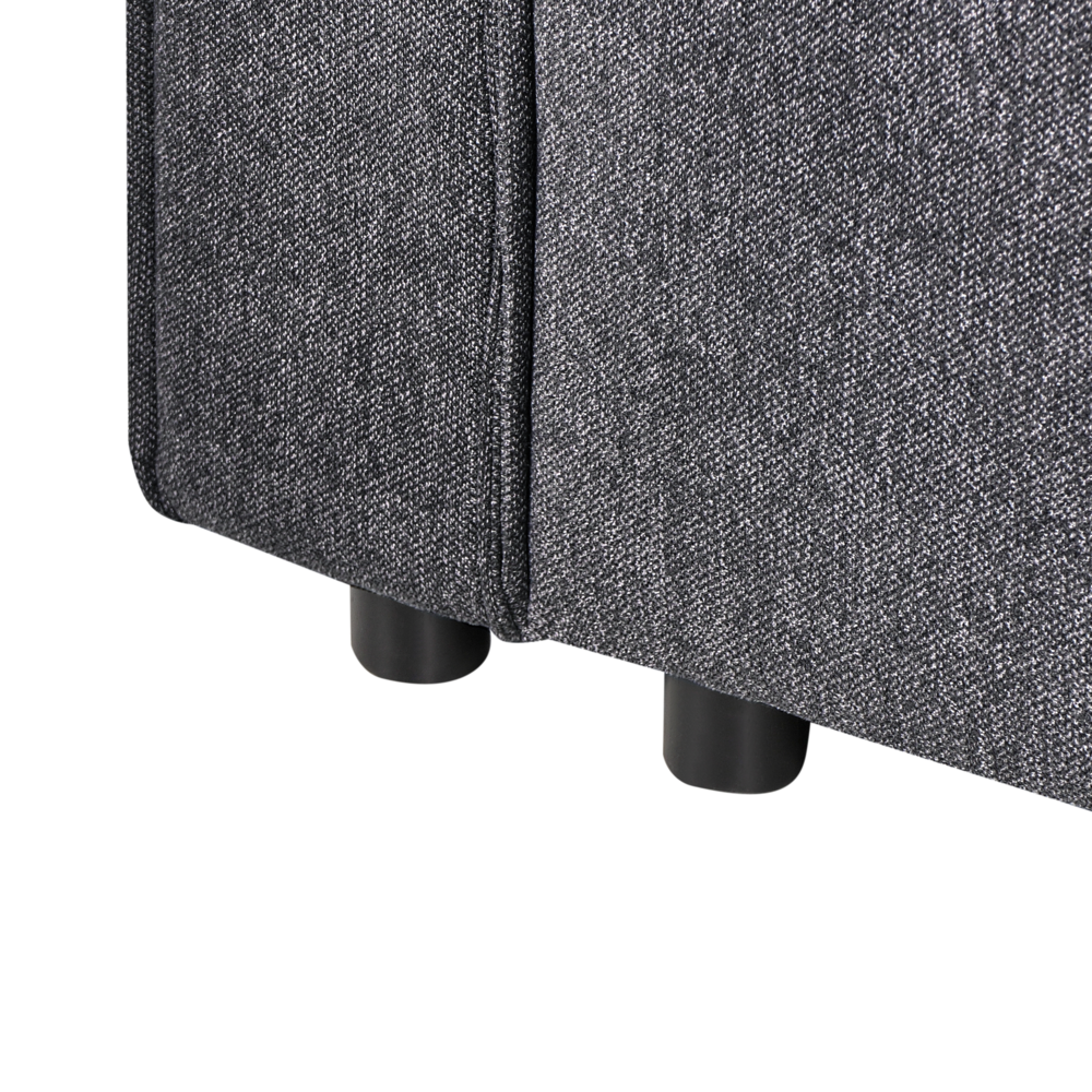 Divano letto angolare Grigio grafite Tessuto imbottito 3 posti a destra Letto a L