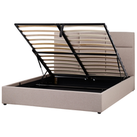 Letto ottomano Taupe Poliestere Rivestito 160 x 200 cm con Storage e Testata Mobili da Camera da Letto