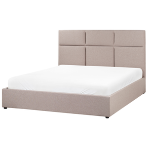 Letto ottomano Taupe Poliestere Rivestito 160 x 200 cm con Storage e Testata Mobili da Camera da Letto