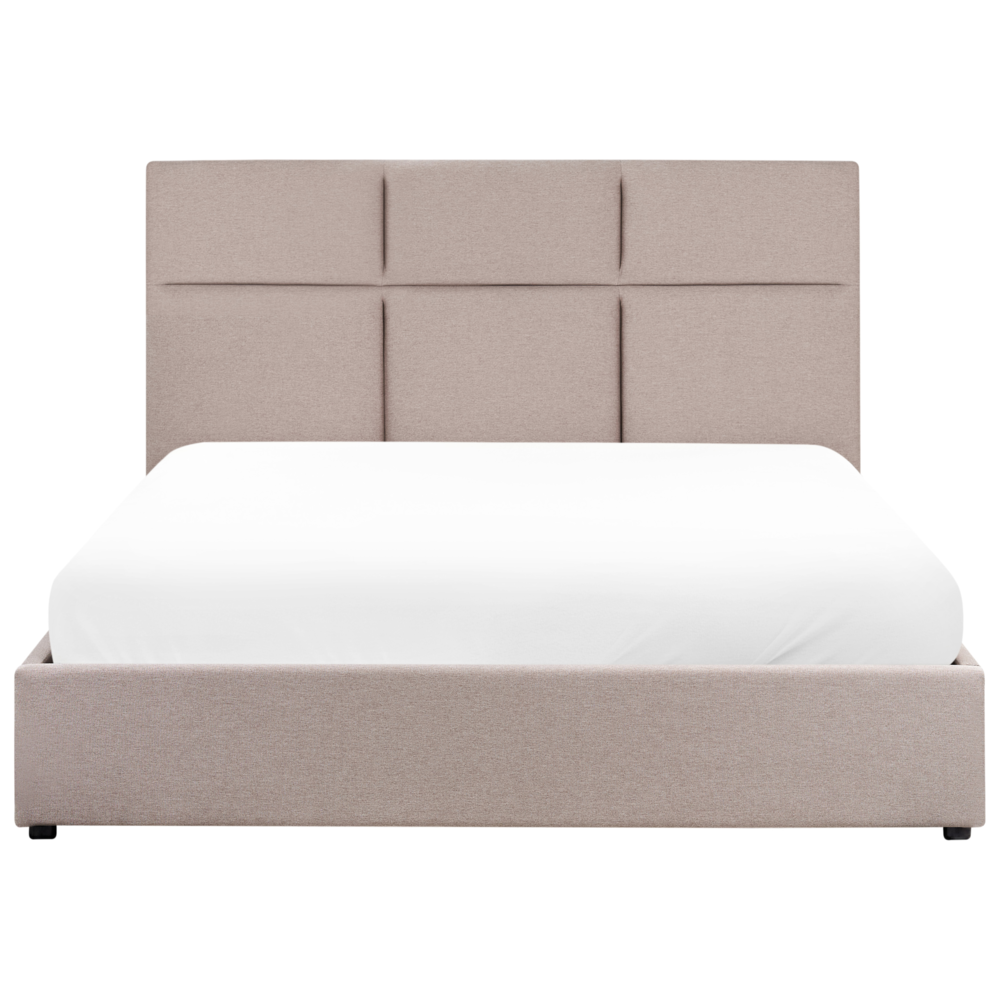 Letto ottomano Taupe Poliestere Rivestito 160 x 200 cm con Storage e Testata Mobili da Camera da Letto