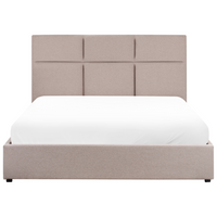 Letto ottomano Taupe Poliestere Rivestito 160 x 200 cm con Storage e Testata Mobili da Camera da Letto