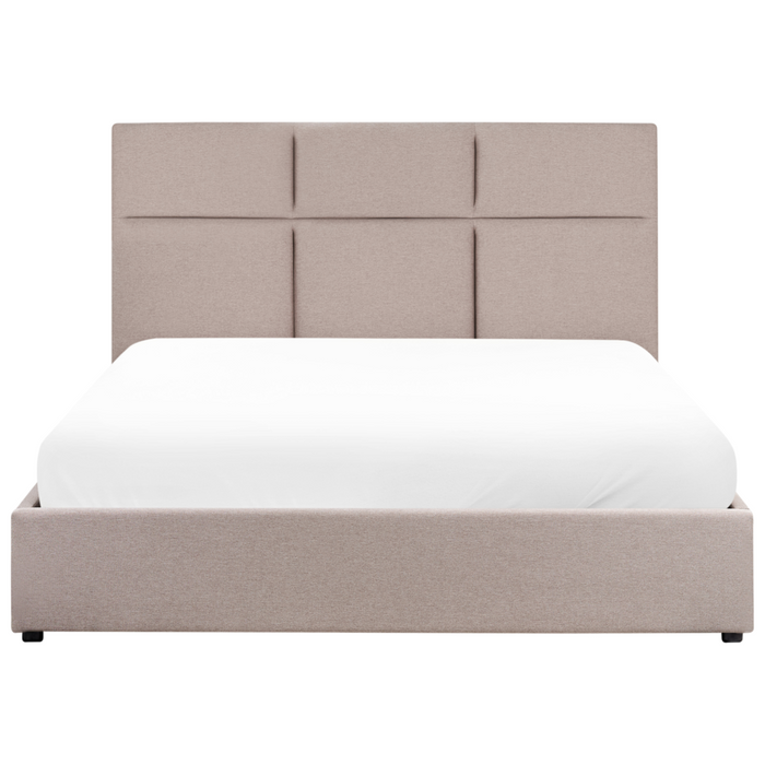 Letto ottomano Taupe Poliestere Rivestito 160 x 200 cm con Storage e Testata Mobili da Camera da Letto