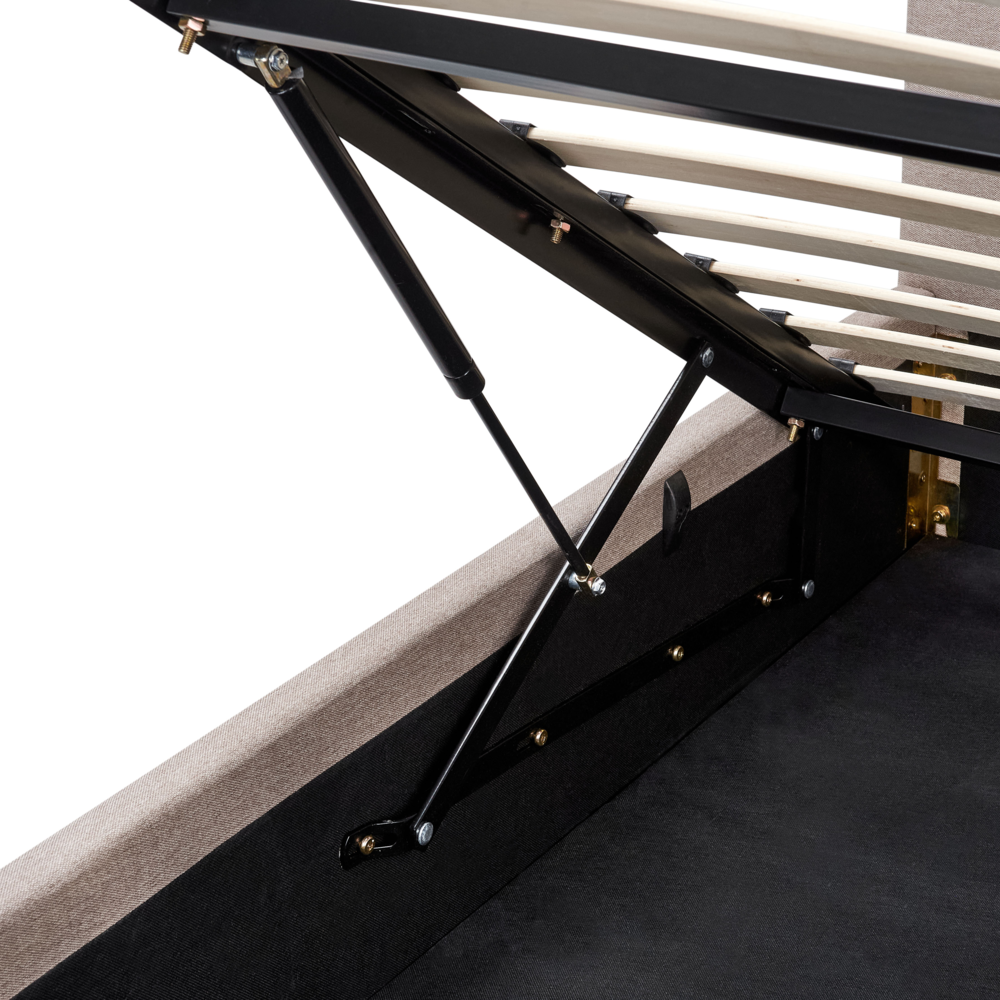 Letto ottomano Taupe Poliestere Rivestito 160 x 200 cm con Storage e Testata Mobili da Camera da Letto