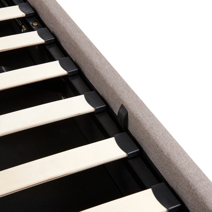 Letto ottomano Taupe Poliestere Rivestito 160 x 200 cm con Storage e Testata Mobili da Camera da Letto