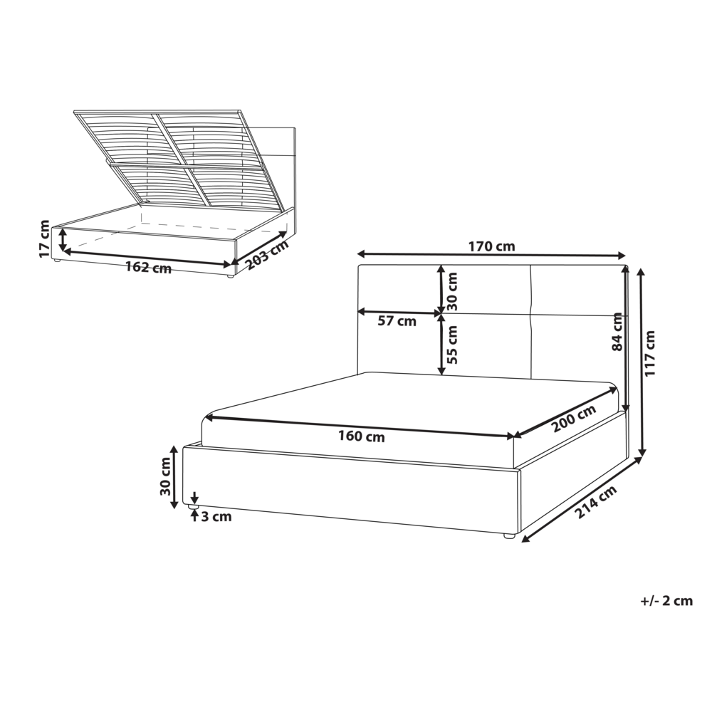 Letto ottomano Taupe Poliestere Rivestito 160 x 200 cm con Storage e Testata Mobili da Camera da Letto