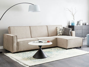 Divano letto angolare Beige Tessuto imbottito 3 posti a sinistra Letto a L