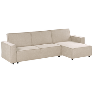 Divano letto angolare Beige Tessuto imbottito 3 posti a sinistra Letto a L