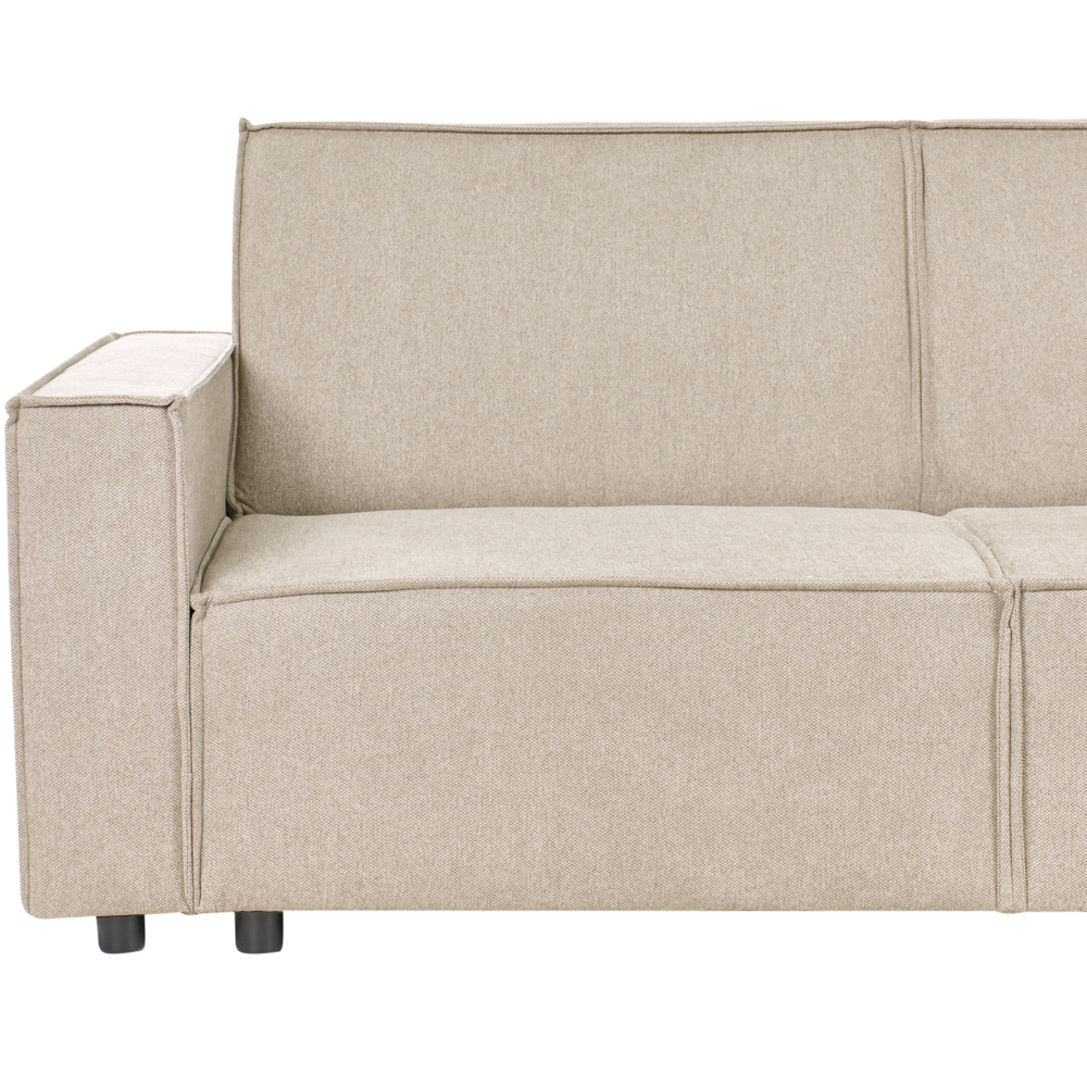 Divano letto angolare Beige Tessuto imbottito 3 posti a sinistra Letto a L