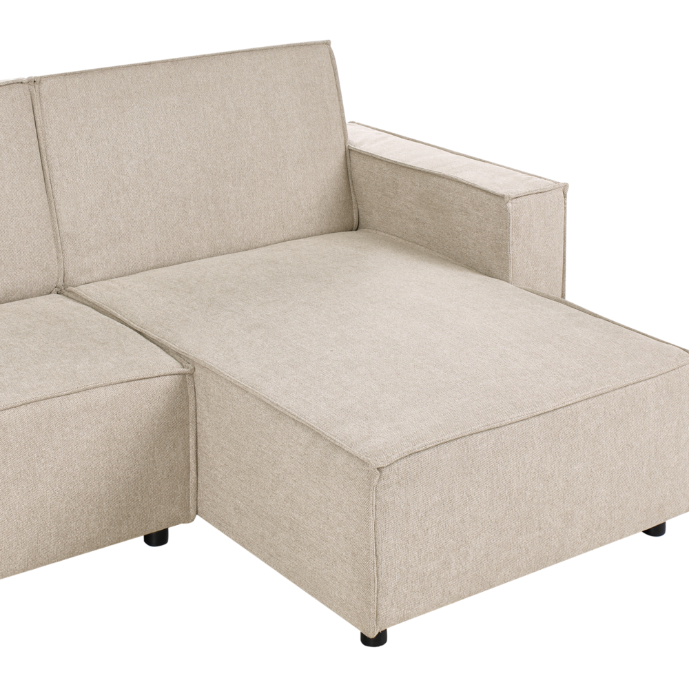 Divano letto angolare Beige Tessuto imbottito 3 posti a sinistra Letto a L