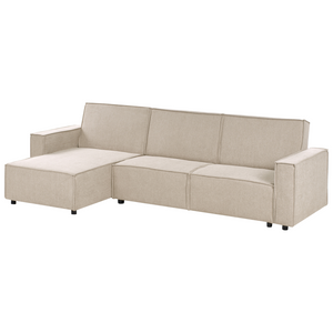 Divano letto angolare Beige Tessuto imbottito 3 posti a destra Letto a L