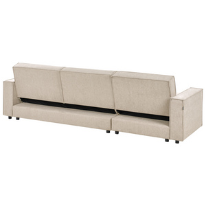 Divano letto angolare Beige Tessuto imbottito 3 posti a destra Letto a L