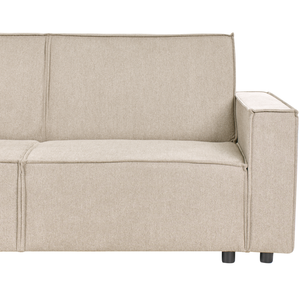 Divano letto angolare Beige Tessuto imbottito 3 posti a destra Letto a L