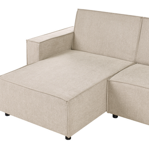 Divano letto angolare Beige Tessuto imbottito 3 posti a destra Letto a L