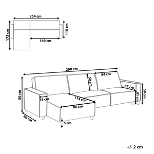 Divano letto angolare Beige Tessuto imbottito 3 posti a destra Letto a L