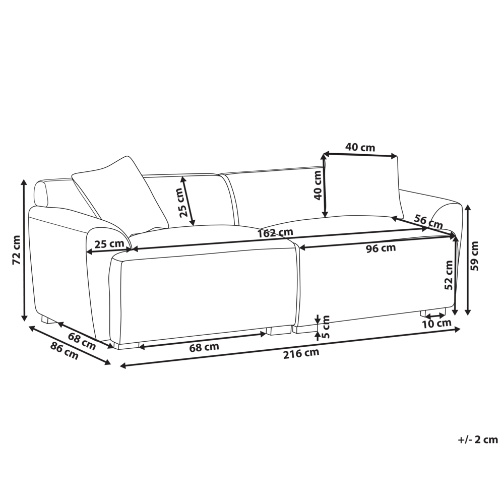 Divano in tessuto bianco 3 posti con cuscini aggiuntivi stile moderno