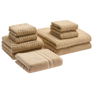 Set di 9 asciugamani Beige Sabbia in cotone per ospiti Asciugamano da bagno e tappetino da bagno