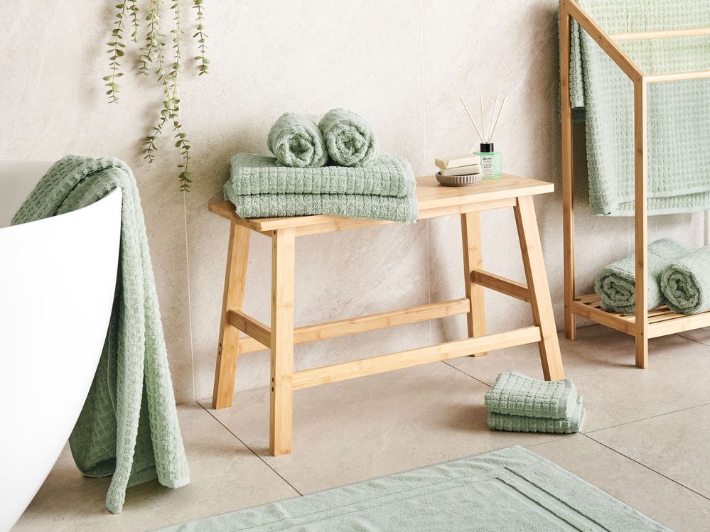 Set di 11 asciugamani Verde Chiaro in cotone per ospiti Asciugamano da bagno e tappetino da bagno