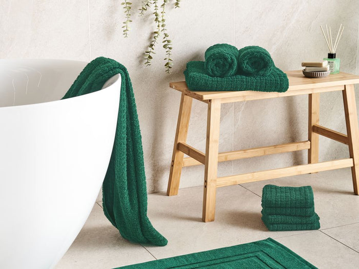 Set di 9 asciugamani Verde in cotone per ospiti Asciugamano da bagno e tappetino da bagno