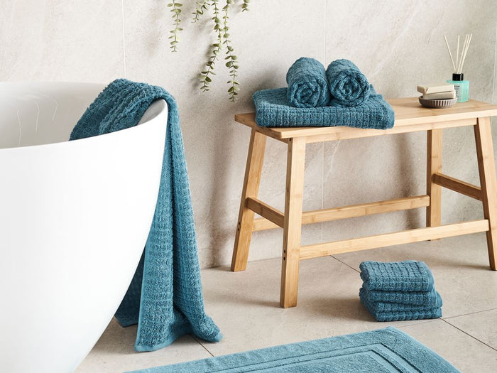 Set di 9 asciugamani Blu in cotone per ospiti Asciugamano da bagno e tappetino da bagno