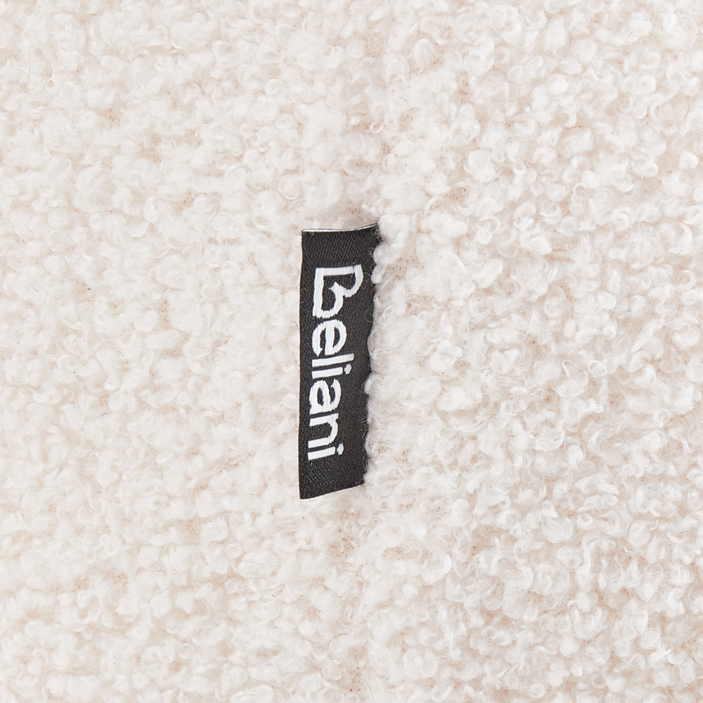 Pouf imbottito in tessuto bouclé color bianco sporco panca da letto sgabello