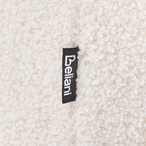 Pouf imbottito in tessuto bouclé color bianco sporco panca da letto sgabello