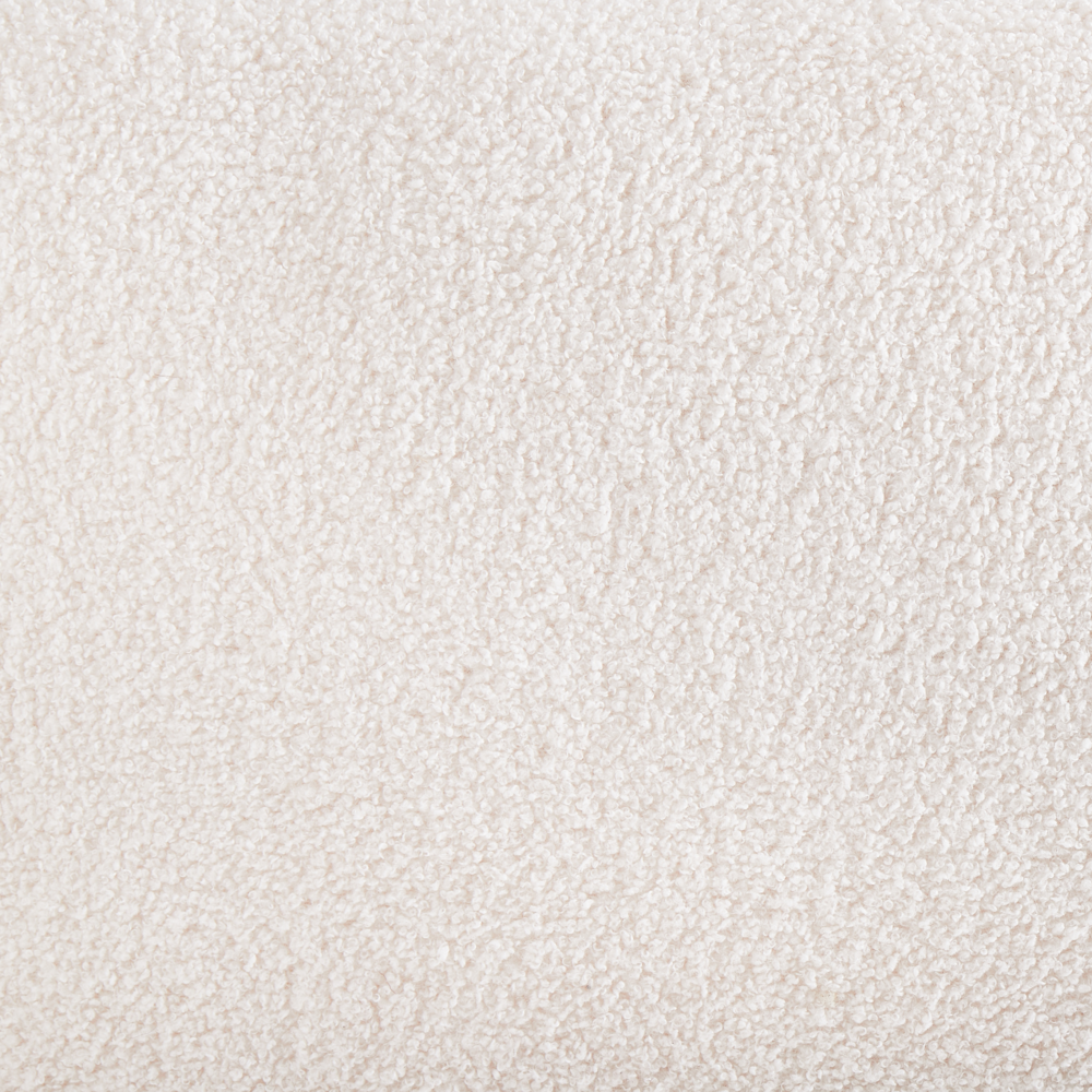 Pouf imbottito in tessuto bouclé color bianco sporco panca da letto sgabello