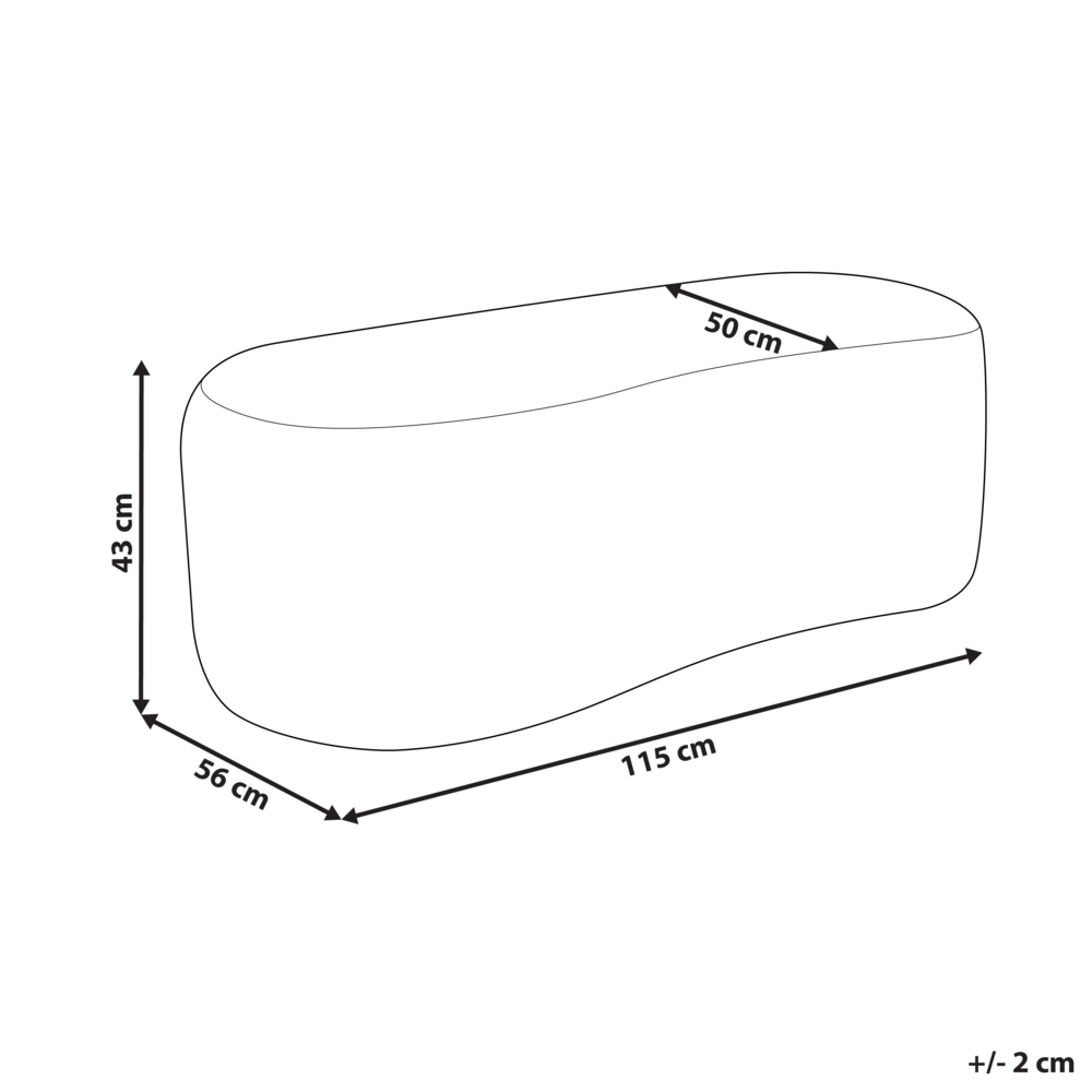 Pouf imbottito in tessuto bouclé color bianco sporco panca da letto sgabello