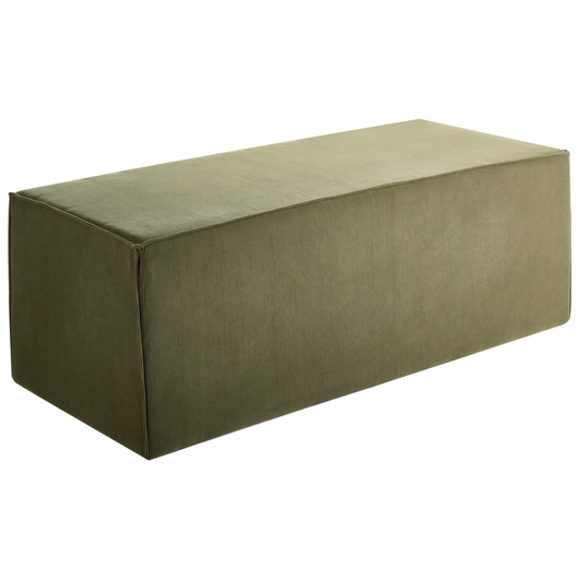 Pouf imbottito in tessuto di velluto a coste jumbo verde scuro panca per letto sgabello