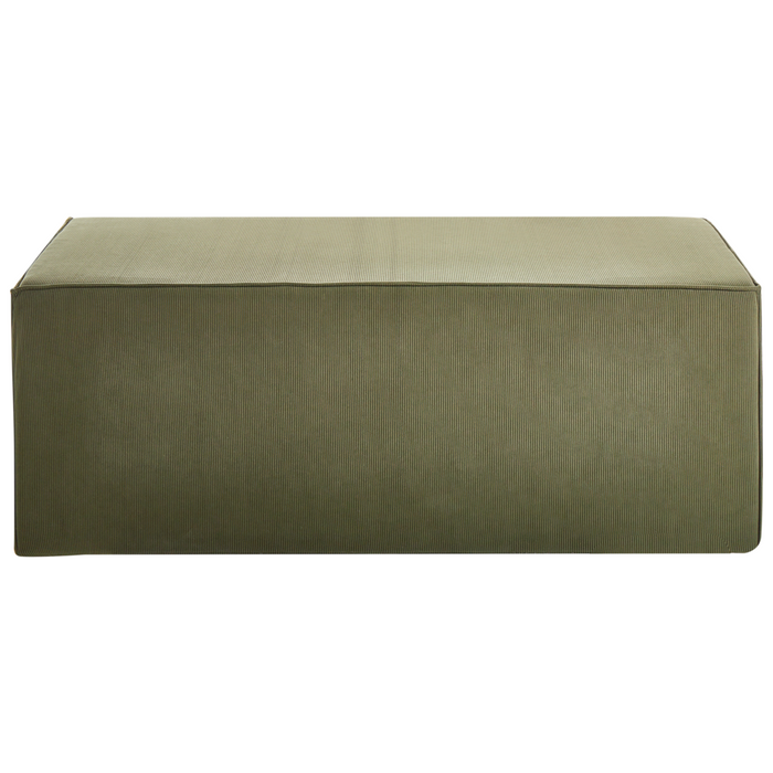 Pouf imbottito in tessuto di velluto a coste jumbo verde scuro panca per letto sgabello