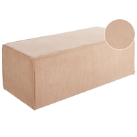 Pouf imbottito in tessuto di velluto a coste jumbo beige panca per letto sgabello