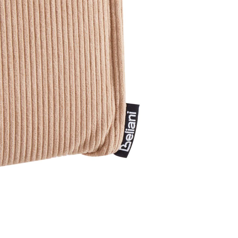 Pouf imbottito in tessuto di velluto a coste jumbo beige panca per letto sgabello