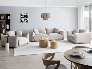 Set di divani in velluto tortora a 5 posti con cuscini e poltrone Divano da soggiorno