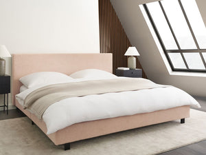 EU King Size Letto ad acqua bouclé beige 180 x 200 cm con materasso poggiatesta Design moderno