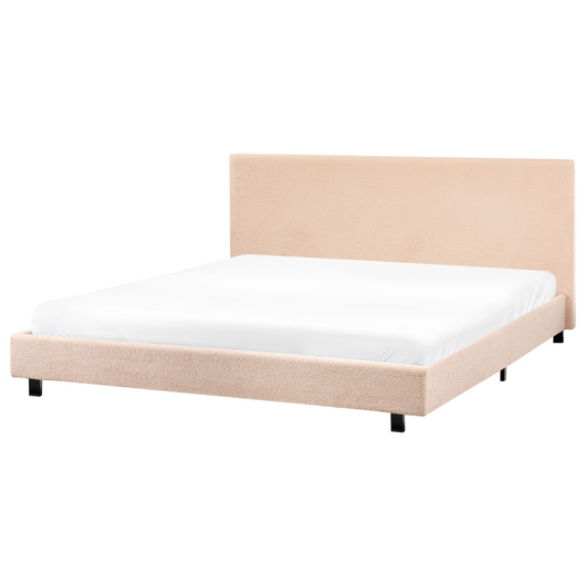 EU King Size Letto ad acqua bouclé beige 180 x 200 cm con materasso poggiatesta Design moderno