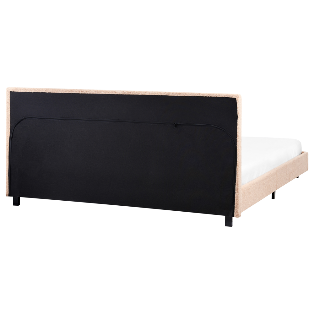 EU King Size Letto ad acqua bouclé beige 180 x 200 cm con materasso poggiatesta Design moderno
