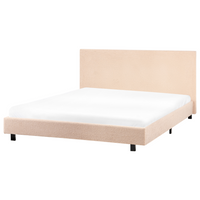 Letto ad acqua bouclé beige 160 x 200 cm con materasso poggiatesta Design moderno
