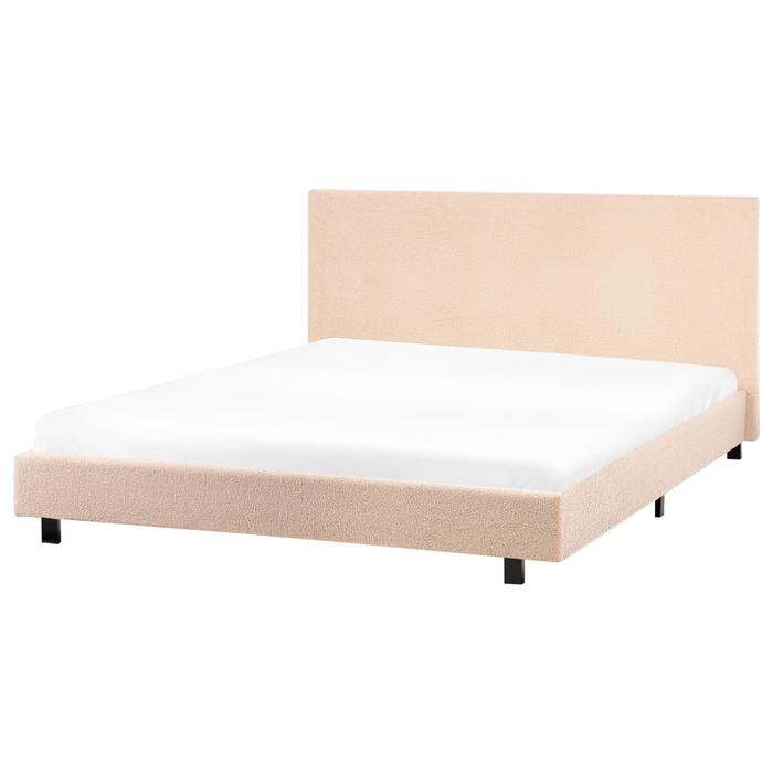 Letto ad acqua bouclé beige 160 x 200 cm con materasso poggiatesta Design moderno