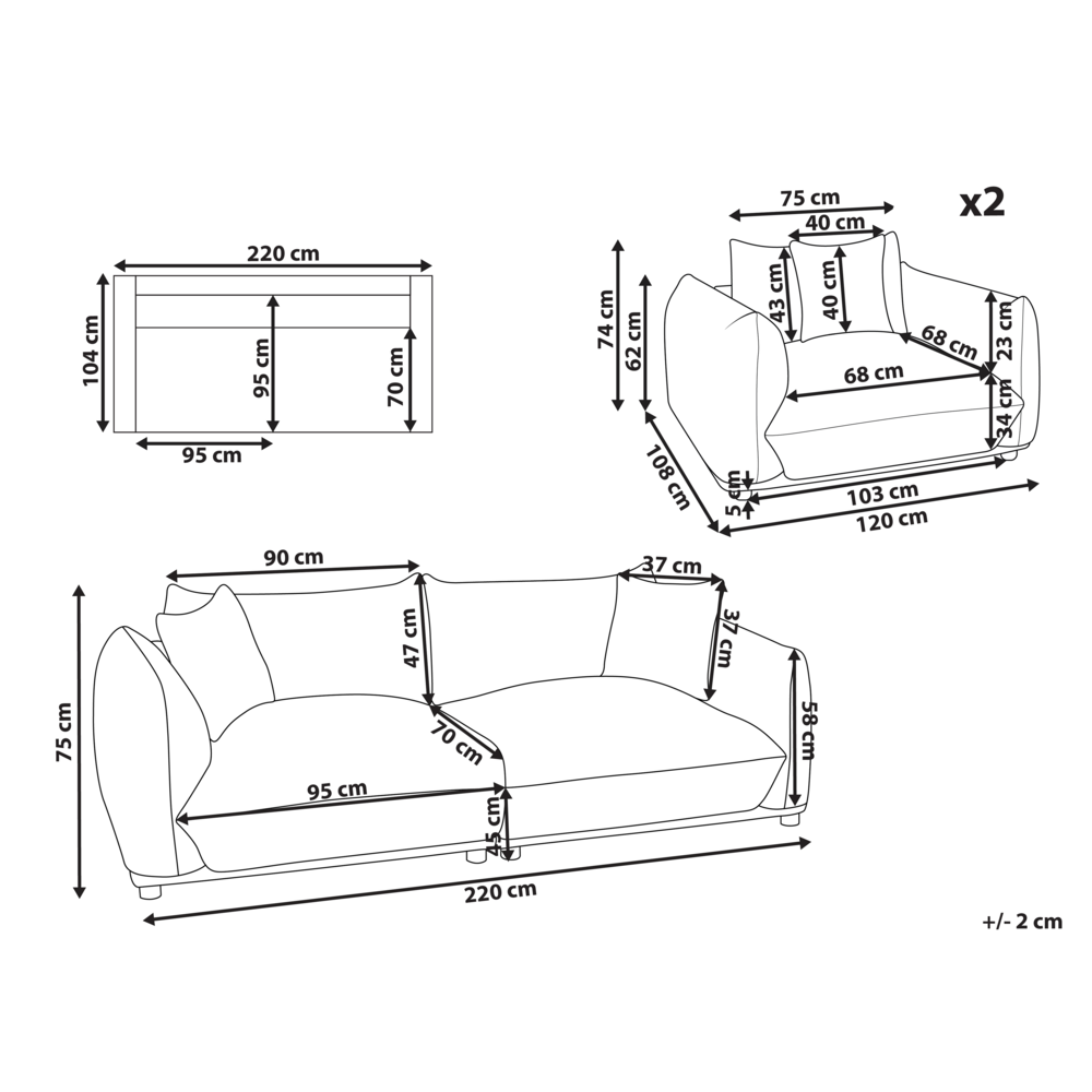Set di divani in velluto marrone dorato a 5 posti con cuscini e poltrone Divano da soggiorno