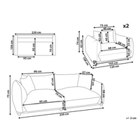 Set di divani in velluto tortora a 5 posti con cuscini e poltrone Divano da soggiorno