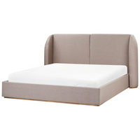 Letto matrimoniale con contenitore rivestito in tessuto tortora con ampia testata 180 x 200 cm camera da letto elegante