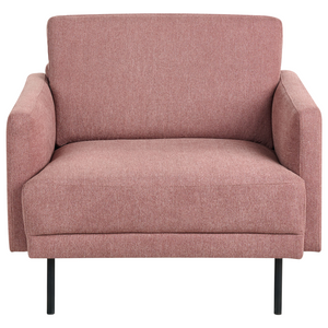 Set soggiorno divano 3 posti e poltrona con gambe in tessuto rosa stile moderno e minimalista